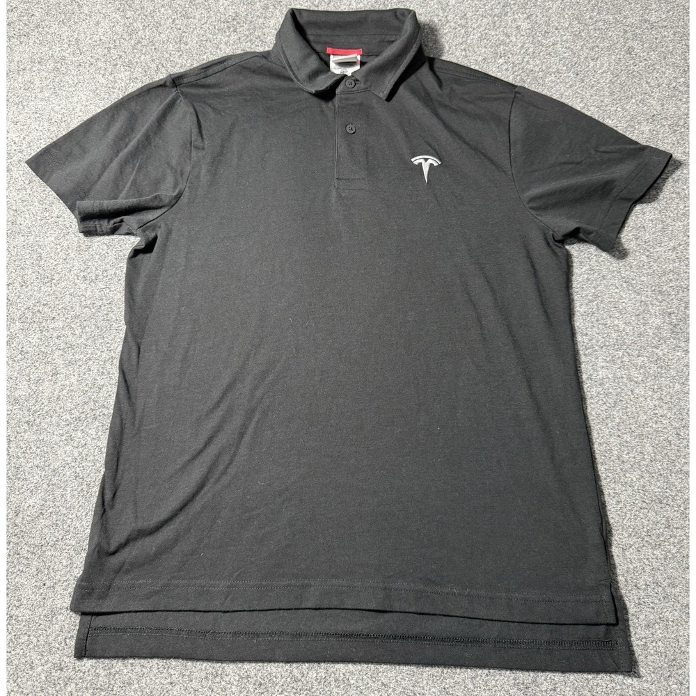 Tesla Employee‎ Uniform Collared Shirt Mens Medium Black Polo Short Sleeve